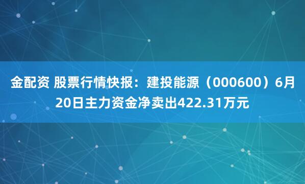 金配资 股票行情快报：建投能源（000600）6月20日主力资金净卖出422.31万元